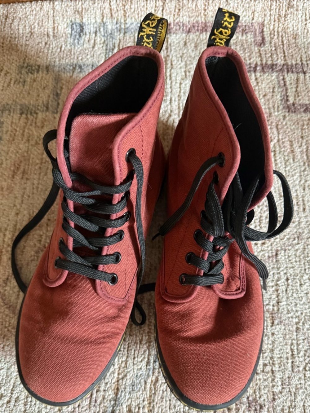 Dr. Martens Shoreditch Canvas Boots Womens 7 Red Lace Up Combat Ankle Docs EU 38 - Picture 4 of 7